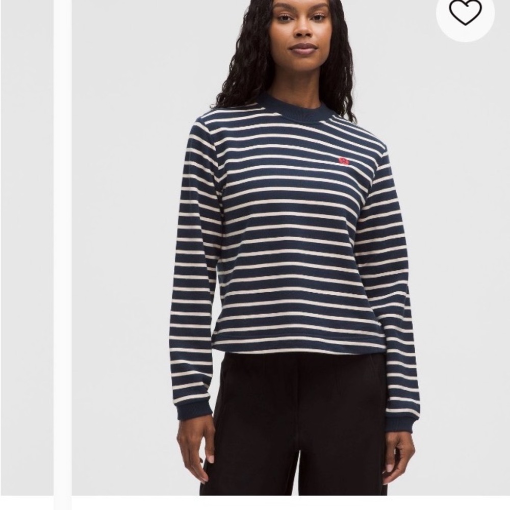 Lululemon Navy Striped cotton French Terry crewneck pullover sweatshirt
